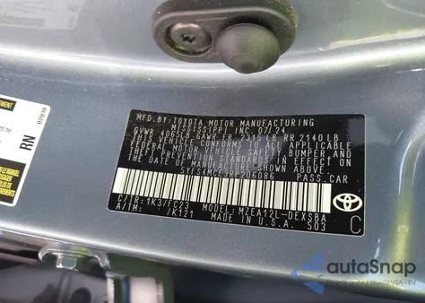 2024 Toyota Corolla Se из США, поврежденный, VIN 5YFS4MCE3RP206086